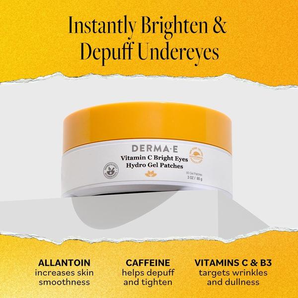 A 1:1 format ad creative that positions Vitamin C Hydro Gel Patches using a clear, benefit-oriented headline and explicit ingredient callouts.